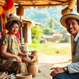 Kerajinan tangan tradisional di desa yang kaya budaya.