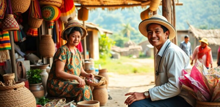 Kerajinan tangan tradisional di desa yang kaya budaya.