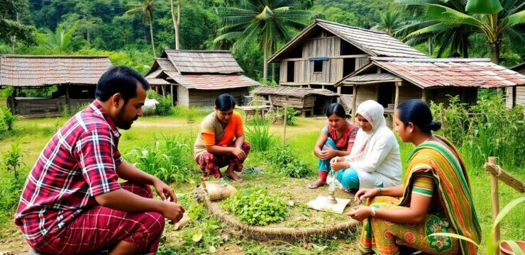 Masyarakat desa bekerja sama dalam proyek inovatif.